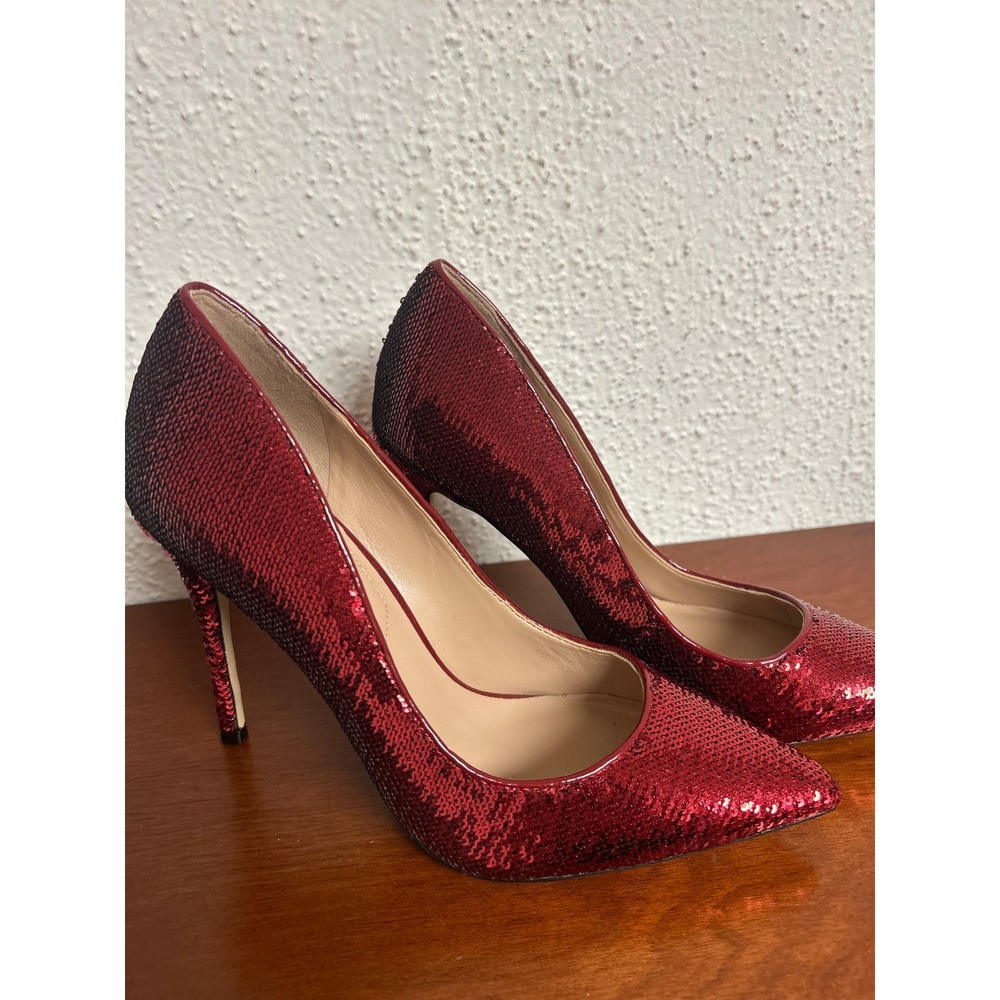 Aldo Stessy Red Sequin Pointed Toe Stiletto Pumps Womens 8